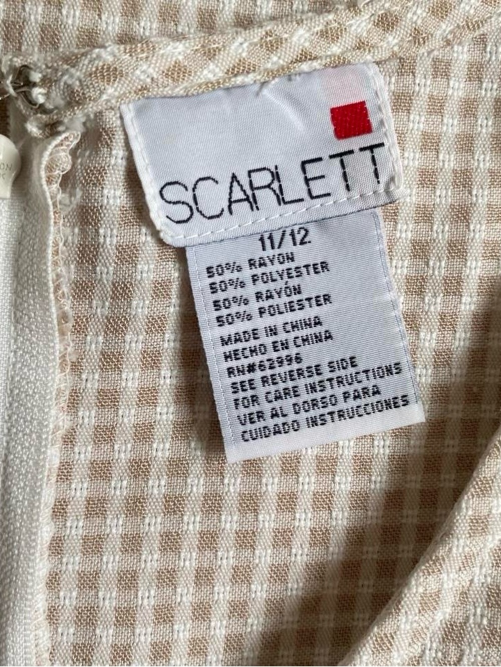 Vintage beige plaid jumpsuit - Picture 4 of 8